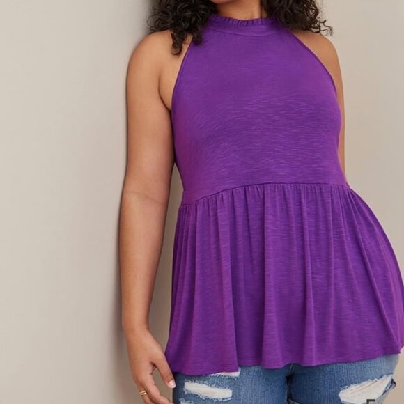 TORRID Top Baby Doll Halter Purple Women's Size 1 XL 1X Knit - Picture 1 of 9